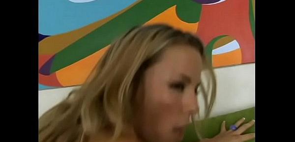  Naughty fairhaired mom Kayla Synz  likes when her Brazilian friend loses his mess on her face and big jugs after banging her cunt with his big schloeng